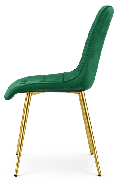 Scaun de masa SPLIT VELVET cu picioare aurii, verde