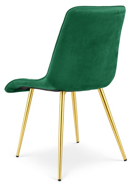 Scaun de masa SPLIT VELVET cu picioare aurii, verde