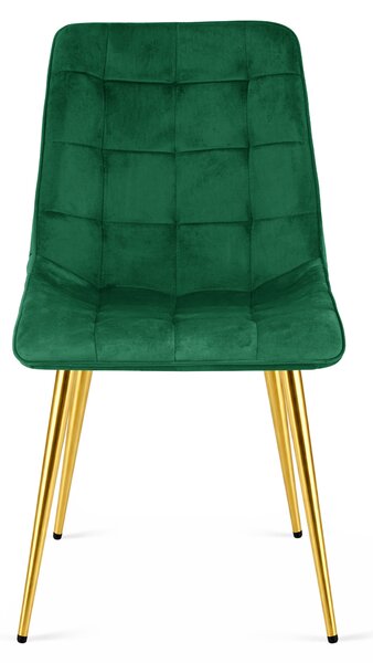 Scaun de masa SPLIT VELVET cu picioare aurii, verde