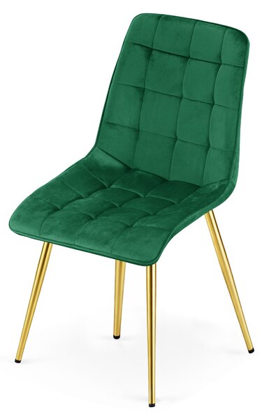Scaun de masa SPLIT VELVET cu picioare aurii, verde