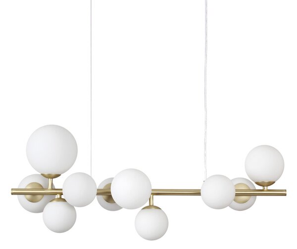 IDEAL LUX Perlage, lampă suspendată, lungime 81 cm, alamă/alb, 10 becuri, Auriu / Alamă, Camera de zi / sufragerie, Metal