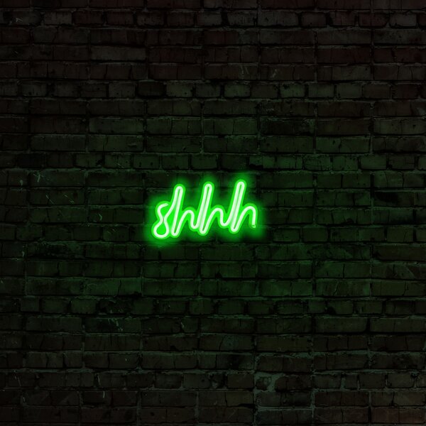 Aplica de Perete Neon Shhh, Verde
