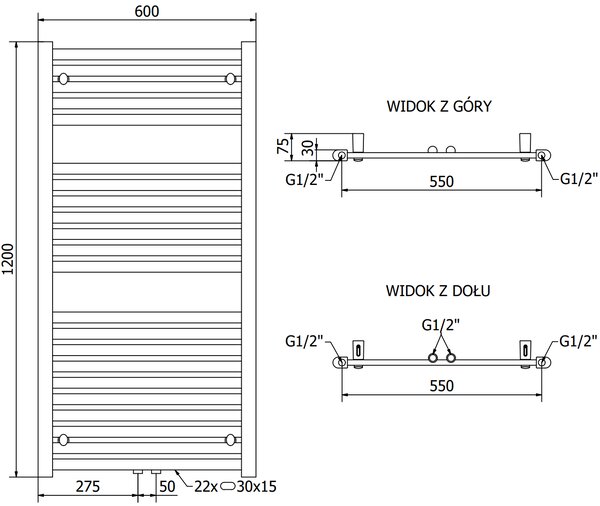 Mexen Hades, element electric de încălzire 1200 x 600 mm, 900 W, alb, W104-1200-600-2900-20