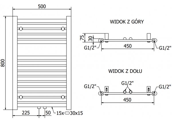 Mexen Hades, element electric de încălzire 800 x 500 mm, 300 W, crom, W104-0800-500-2300-01
