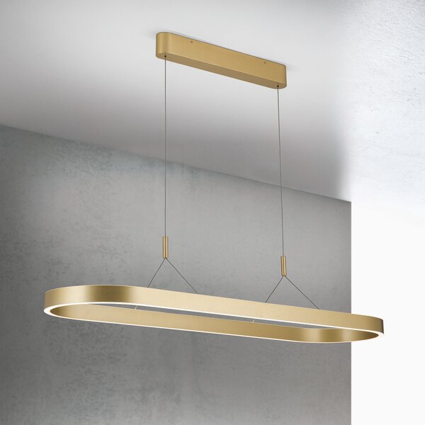 ORION Lampă suspendată LED Carrara, aur mat, reglabilă pe înălțime, CCT, reglabil, Auriu / Alamă, Camera de zi / sufragerie, Aluminiu, Modern