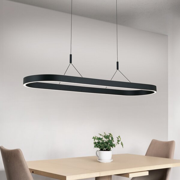 ORION Lampă suspendată LED Carrara, negru, reglabilă pe înălțime, CCT, reglabil, Negru, Camera de zi / sufragerie, Aluminiu, Modern