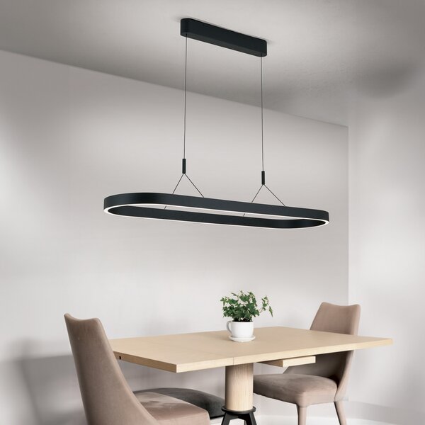 ORION Lampă suspendată LED Carrara, negru, reglabilă pe înălțime, CCT, reglabil, Negru, Camera de zi / sufragerie, Aluminiu, Modern