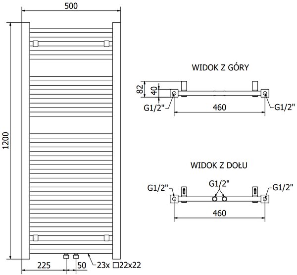 Mexen Pluton, element electric de încălzire 1200x500 mm + tijă de încălzire 600 W, crom, W106-1200-500-2600-01