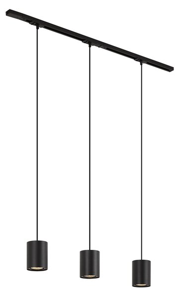 Sistem de iluminat cu șină modern cu 3 lumini suspendate negre monofazate - Iconic Holt