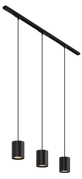 Sistem de iluminat cu șină modern cu 3 lumini suspendate negre monofazate - Iconic Holt
