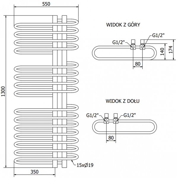 Mexen Ops, element electric de încălzire 1300x550 mm + tijă de încălzire 900 W, alb, W122-1300-550-2900-20