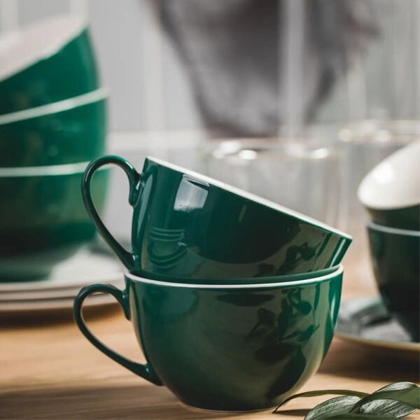 Set servire ceai sau cafea, 12 piese, 6 persoane, Aura Green