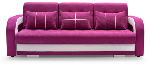 Canapea trei locuri Nicole (roz închis + Alb) (cu taburete). 1031754