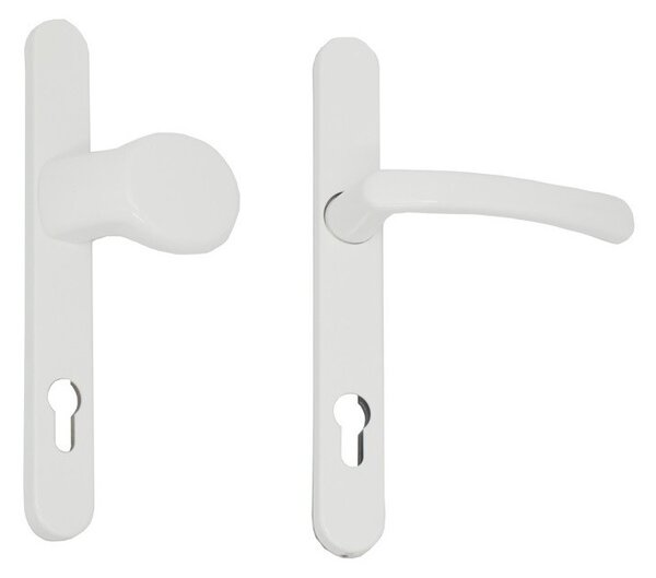 Maner pentru usa PVC, cu buton fix blaugelb KGT30, PZ 92, latime 30 mm, aluminiu culoare alb Ral 9016 fara accesorii de prindere