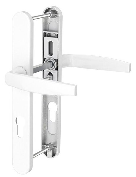 Maner pentru usa PVC, Victory, cu arc, interax 92 mm, latime 25 mm, aluminiu, culoare alb RAL 9016