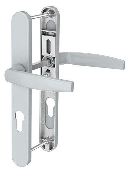Maner pentru usa PVC, Victory, cu arc, interax 92 mm, latime 25 mm, aluminiu, culoare argintiu