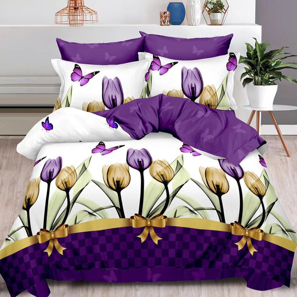 Purple Tulip Lenjerie de pat cu Elastic Bumbac Finet 6 Piese