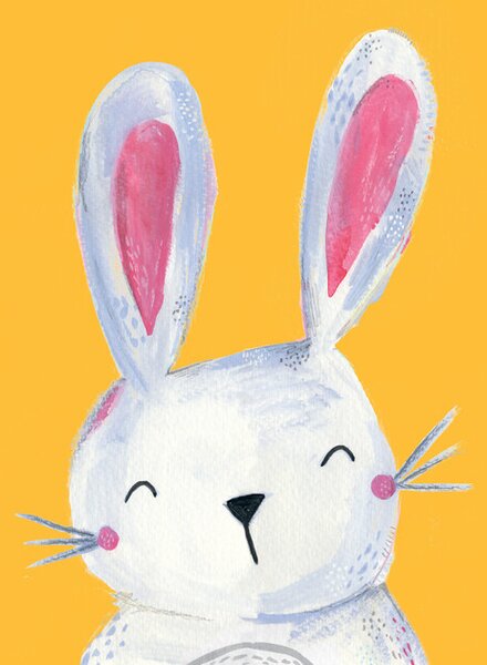 Ilustrare Woodland bunny on mustard, Laura Irwin, (30 x 40 cm)