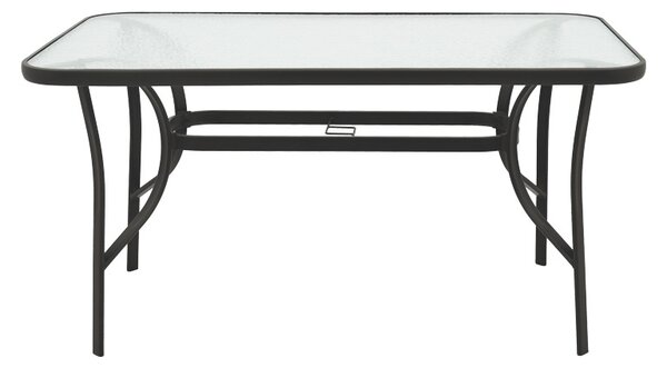 Masă grădină, Pako World, model Ensure, Metal si Sticla Securizata, Negru, 140 x 80 x 70 cm