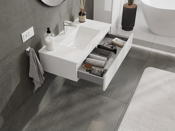 Mexen Orio, mobilier de baie 90 cm cu lavoar Otis, 1 sertar, alb lucios, 91A10-09023-1-BF00-W18M00