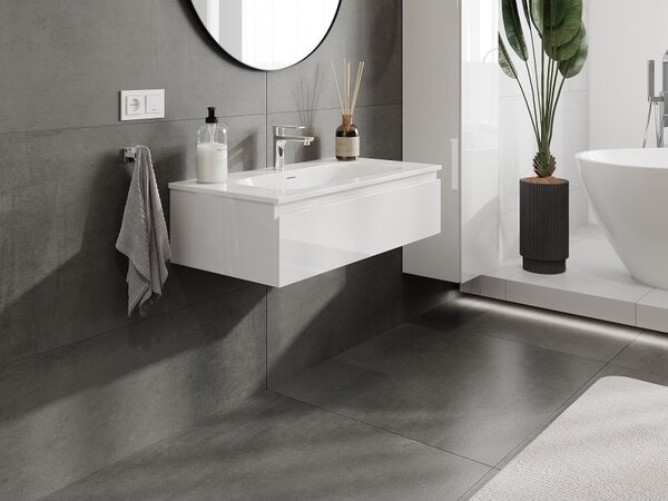 Mexen Orio, mobilier de baie 90 cm cu lavoar Vela, 1 sertar, alb lucios, 91A10-09023-1-BF00-W23M00
