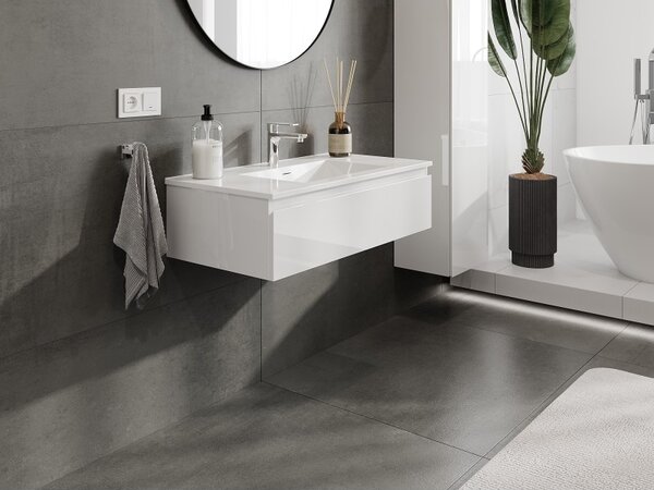 Mexen Orio, mobilier de baie 90 cm cu lavoar Otis, 1 sertar, alb lucios, 91A10-09023-1-BF00-W18M00