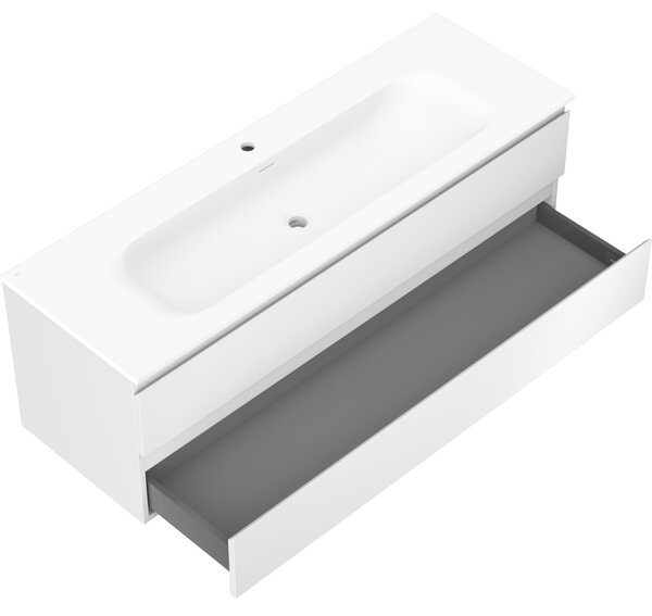 Mexen Orio, mobilier baie 140 cm cu lavoar Vela, 2 sertare, alb mat, 91A10-14047-2-BFF01-W23M01