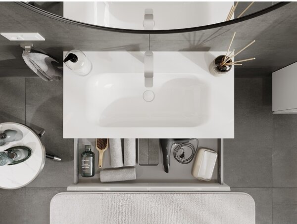Mexen Orio, mobilier de baie 90 cm cu lavoar Vela, 1 sertar, alb lucios, 91A10-09023-1-BF00-W23M00