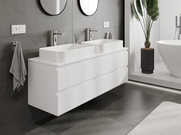 Mexen Orio, mobilier de baie sub lavoar 140 cm cu partea superioară, 2 sertare, alb mat, 91A10-14047-2-BFFC01