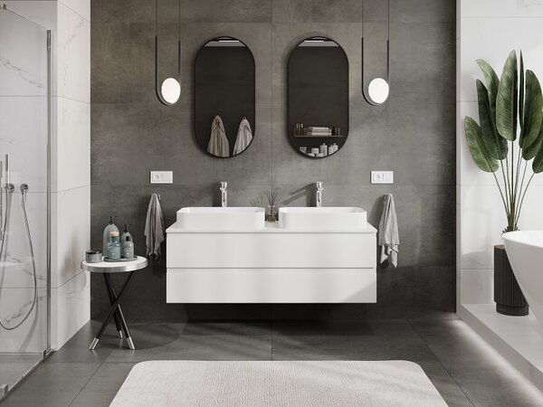Mexen Orio, mobilier de baie sub lavoar 140 cm cu partea superioară, 2 sertare, alb mat, 91A10-14047-2-BFFC01