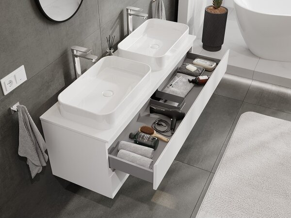 Mexen Orio, mobilier de baie sub lavoar 140 cm cu partea superioară, 2 sertare, alb mat, 91A10-14047-2-BFFC01