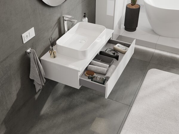 Mexen Orio, mobilier baie 90 cm, 1 sertar, alb lucios, 91A10-09023-1-BF00