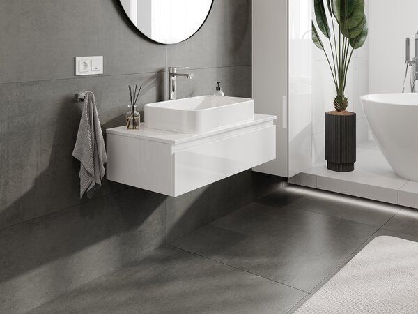 Mexen Orio, mobilier baie 90 cm, 1 sertar, alb lucios, 91A10-09023-1-BF00