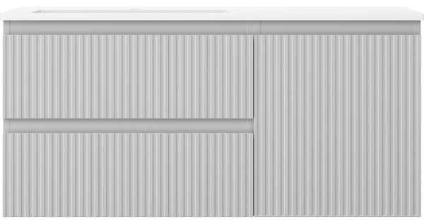 Mexen Rivel, mobilier baie 100 cm cu lavoar Otis stânga, 2S, 1D, canelat, gri mat/alb mat - 91A23-10047-3-BBFFF62-W18L01