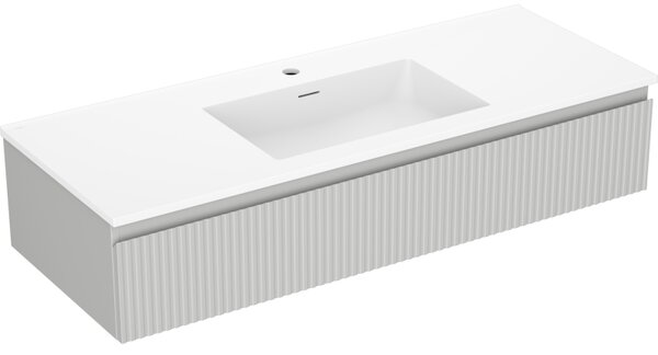 Mexen Rivel, mobilier baie 120 cm cu lavoar Otis, 1 sertar, canelat, gri mat/alb, 91A20-12023-1-BF62-W18M01