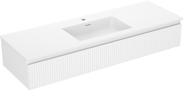Mexen Rivel, mobilier de baie 140 cm cu lavoar Otis, 1 sertar, canelat, alb mat, 91A20-14023-1-BF01-W18M01