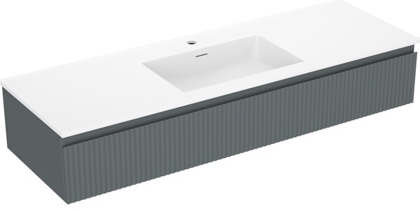 Mexen Rivel, mobilier de baie 140 cm cu lavoar Otis, 1 sertar, canelat, grafit mat/alb mat, 91A20-14023-1-BF66-W18M0