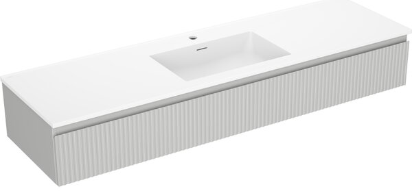 Mexen Rivel, mobilier baie 160 cm cu lavoar Otis, 1 sertar, canelat, gri mat/alb, 91A20-16023-1-BF62-W18M01
