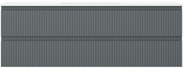 Mexen Rivel, mobilier de baie 140 cm cu lavoar Otis, 2 sertare, canelat, grafit mat/alb mat, 91A20-14047-2-BFF66-W18M