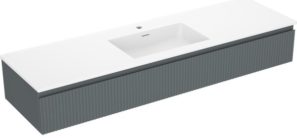 Mexen Rivel, mobilier de baie 160 cm cu lavoar Otis, 1 sertar, canelat, grafit mat/alb mat, 91A20-16023-1-BF66-W18M0
