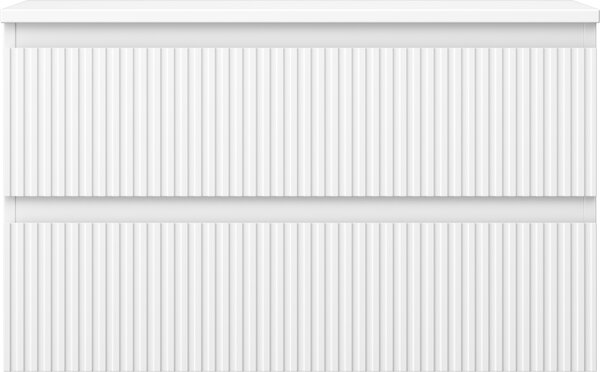 Mexen Rivel, mobilier de baie 80 cm cu blat, 2 sertare, canelat, alb mat, 91A20-08047-2-BFFC01