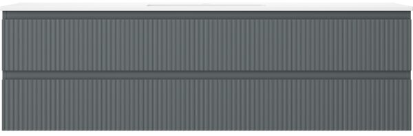 Mexen Rivel, mobilier de baie 160 cm cu lavoar Otis, 2 sertare, canelat, grafit mat/alb mat, 91A20-16047-2-BFF66-W18M