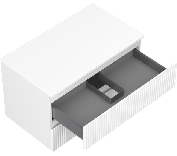 Mexen Rivel, mobilier de baie 80 cm cu blat, 2 sertare, canelat, alb mat, 91A20-08047-2-BFFC01