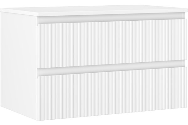 Mexen Rivel, mobilier de baie 80 cm cu blat, 2 sertare, canelat, alb mat, 91A20-08047-2-BFFC01