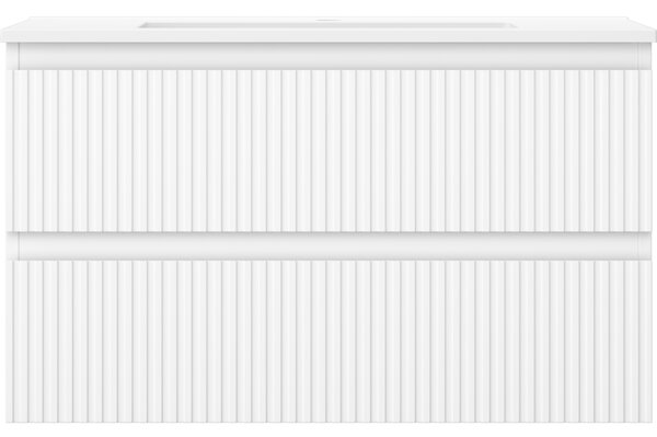 Mexen Rivel, mobilier de baie 80 cm cu lavoar Otis, 2 sertare, canelat, alb mat, 91A20-08047-2-BFF01-W18M01