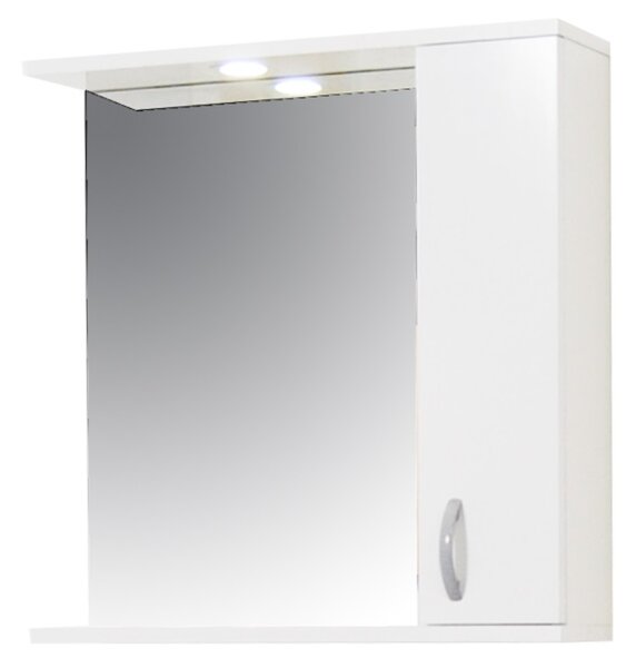 Oglinda cu dulap pt baie Badenmob, PAL lucios, alb, 1 usa, 2 polite, 55 x 60 x 14 cm