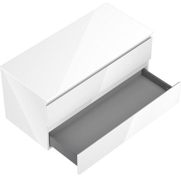 Mexen Orio, mobilier de baie 100 cm cu blat, 2 sertare, alb lucios, 91A10-10047-2-BFFC00