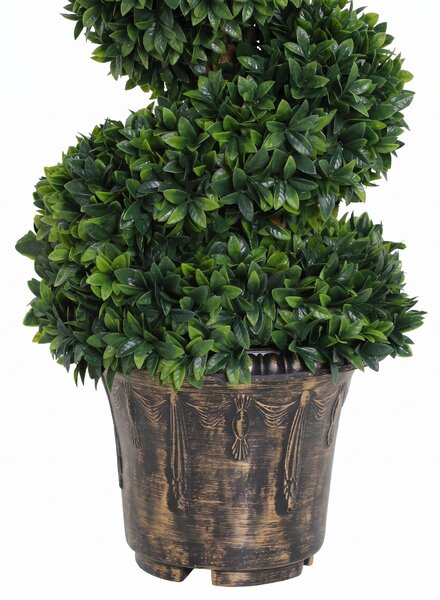 Outsunny Plantă Artificială Decorativă Buxus în Spirală cu Ghiveci Inclus, Ф32x120 cm, Verde | Aosom Romania