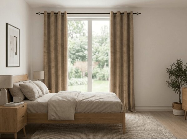 Draperie opaca ELVIO VELVET 140x250 cm, bej Agatat: Inele metalice