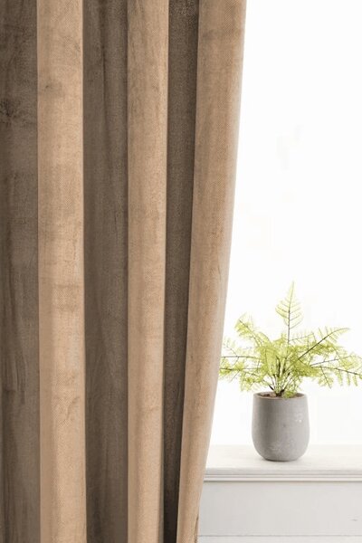 Draperie opaca ELVIO VELVET 140x250 cm, bej Agatat: Inele metalice